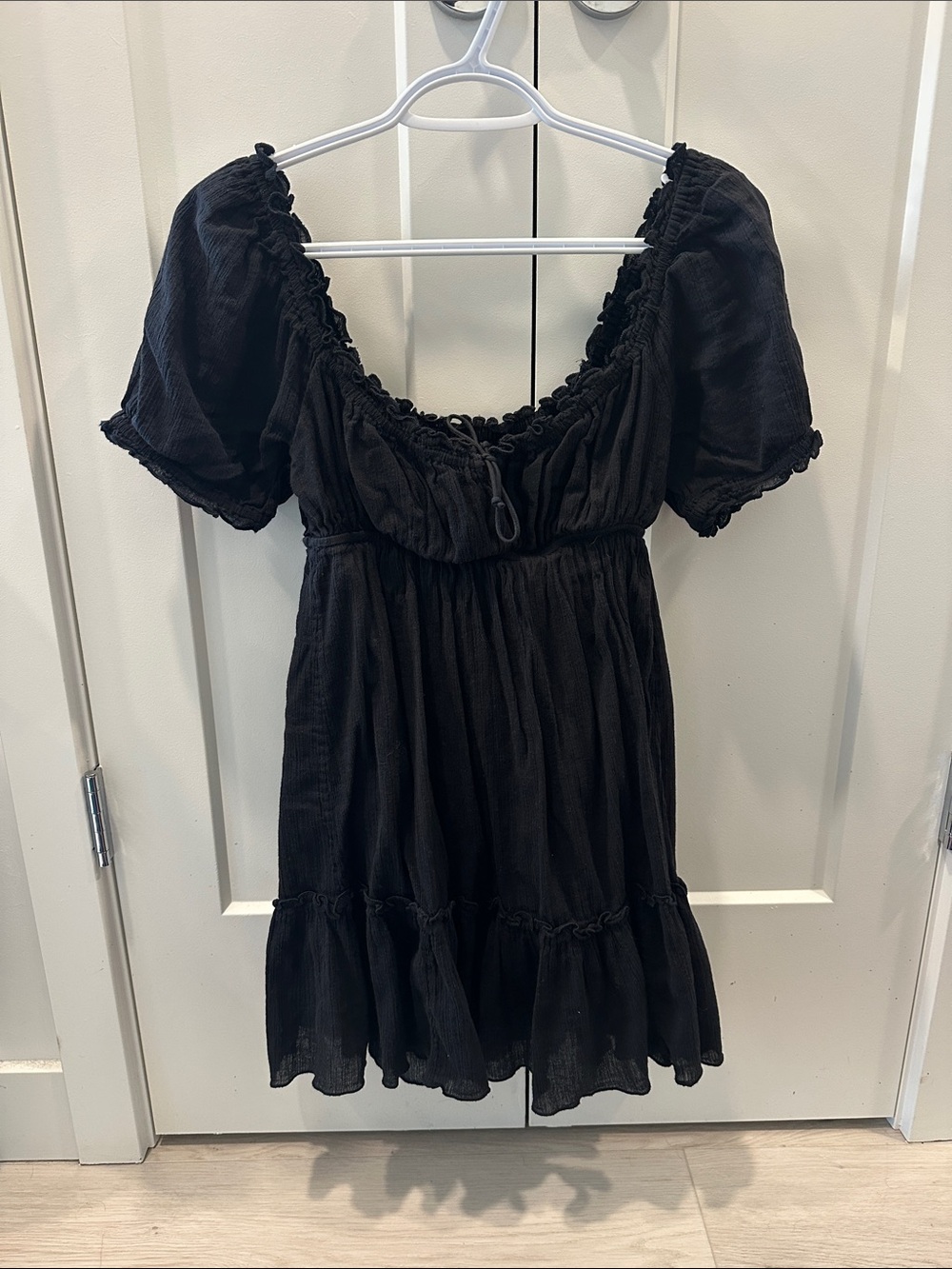 Sunday Best Black Babydoll Milkmaid Dress 100% Cotton